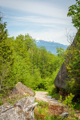Fototapeta na wymiar View at Mountain Trail in British Columbia, Canada. Mountains Background.