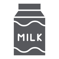 Milk glyph icon, drink and food, milk pack sign, vector graphics, a solid pattern on a white background.