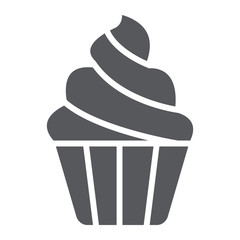 Cupcake glyph icon, sweet and food, muffin sign, vector graphics, a solid pattern on a white background.
