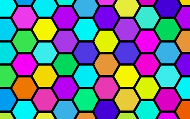 Honeycomb many color, multicolored. Isometric geometry. 3D illustration