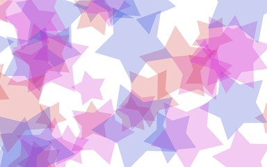 Multicolored translucent stars on a white background. Red tones. 3D illustration