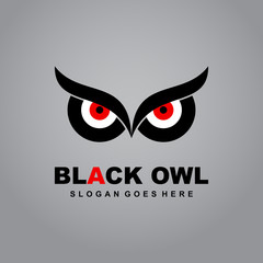 Black Owl Logo eye logo owl icon Flat Vector Illustration