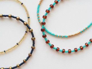 Bracelet and Necklace : Mixed beads isolated on white background