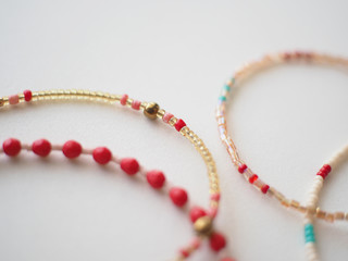 Bracelet and Necklace : Mixed beads isolated on white background