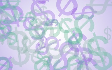 Multicolored translucent dollar signs on white background. 3D illustration