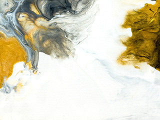 Black and Gold creative abstract hand painted background, marble texture