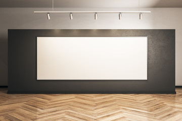Contemporary gallery with empty billboard