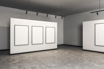 Modern concrete gallery with frame