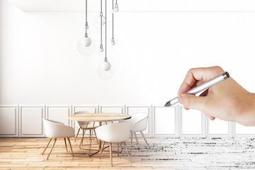 Modern classic cafe sketch