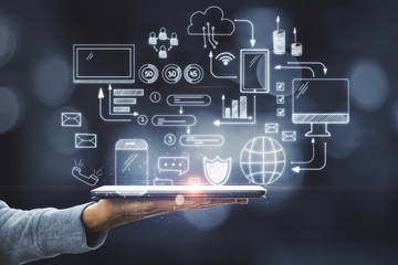 Tech, network and communication concept