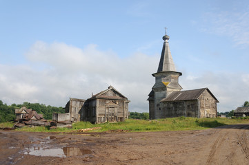 Two abandoned wooden churches in North of Russia