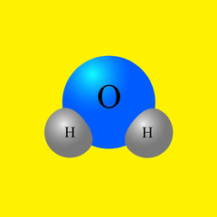 Water. A water molecule consists of one oxygen atom and two hydrogen atoms (H2O). The most necessary substance on Earth for all living things. Without background. Vector graphics.