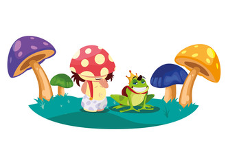 Obraz na płótnie Canvas toad prince and fungu elf in fungus garden