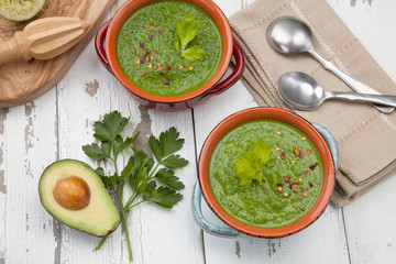 Green Gazpacho Soup With Eggs