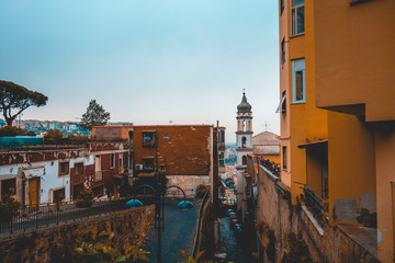 ancient district at napoli with the mountain view