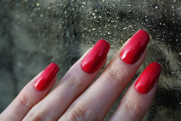 Female classic manicure with red lacquer - 269741331