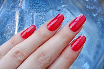 Female classic manicure with red lacquer - 269741559