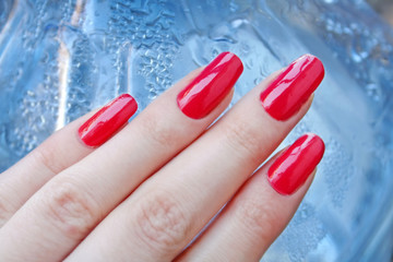 Female classic manicure with red lacquer - 269741586
