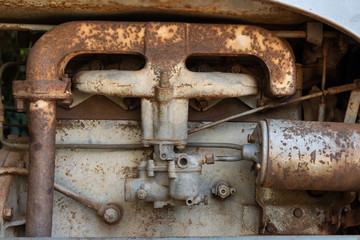 Engine detail of an old, abandoned tractor