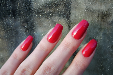 Female classic manicure with red lacquer - 269742754