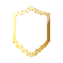 Pixel art design of shield. Vector illustration.