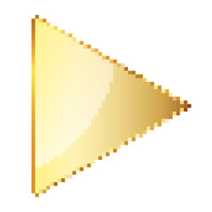 Fototapeta premium Gold Play button in pixel art style. Vector illustration.