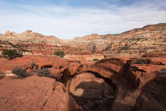 Cassidy Arch above the Grand Wash at Capital Reef National Park, Utah