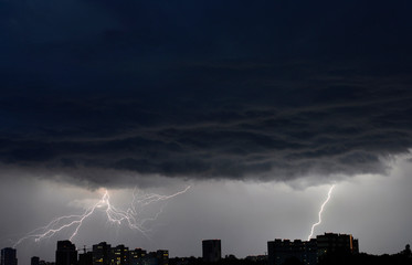 A lightning strike during a storm in Kyiv in May