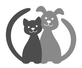 Cute pets on a white background