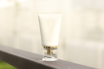 Facial cleansing foam on natural background