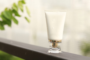 Facial cleansing foam on natural background