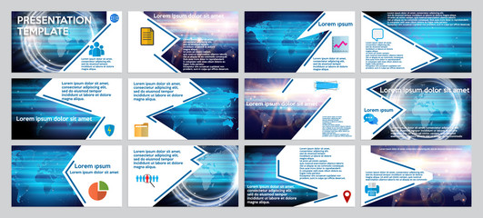 Template business presentation. Powerpoint presentation templates set. Used in flyer and banner, annual report, for keynote presentation background, brochure design, website slider, landing page.  © angelmaxmixam