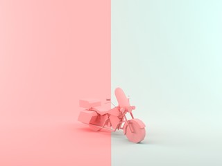Abstract 3D Rendering  Motorcycle With Blue Pink Background