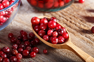 cranberries on the table in a spoon
