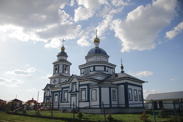 View of the village wooden church in the village of Lutsk Chuvashia