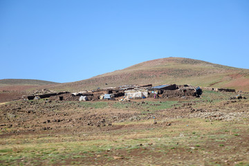 Nomadic encampment in the mid atlas mountains of Morocco