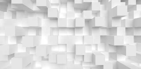 Abstract Geometry Background White Cube 3d Render