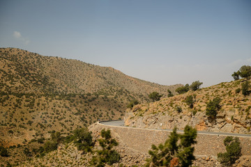 Highway through the atlas mountains in Morocco