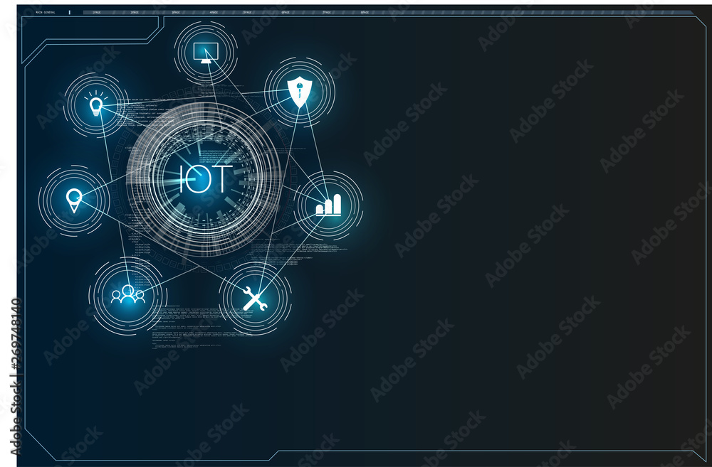 Poster internet of things (iot) and networking concept for connected devices. spider web of network connect