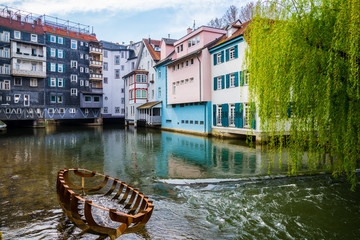 Germany, Esslingen am neckar city district called little venice in springtime