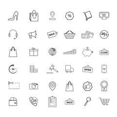 Set of Retail shop market trade icons