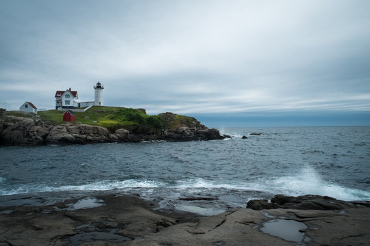 Lighthouse in Maine with impending storm.