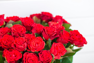 Bouquet of red roses close up