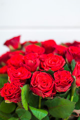 Bouquet of red roses close up
