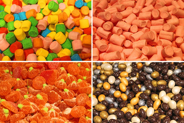 A lot of colorful sweets close up