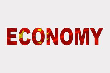 Economy Word over Chinese Flag.