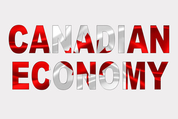 Canadian Economy Words over Canadian Flag.