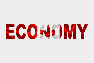 Economy Word over Canadian Flag.