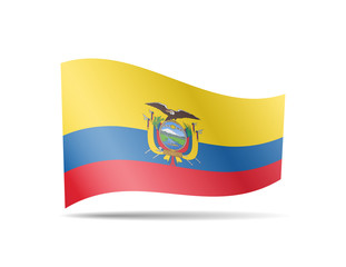 Waving Ecuador flag in the wind. Flag on white vector illustration