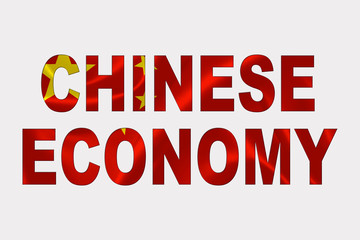 Obraz premium Economy Word over Chinese Flag.